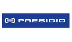 A blue and white logo for president